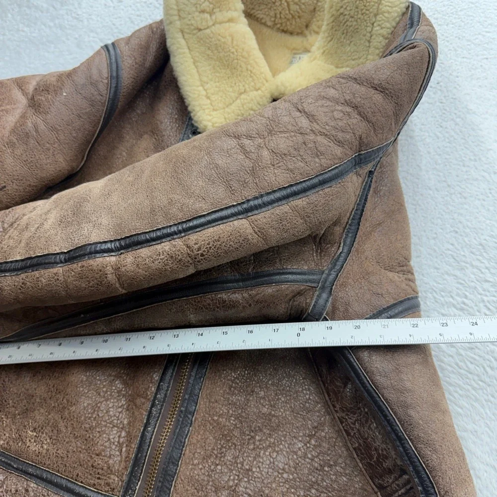Branded Orchard Motorcycle B-3 Flight Jacket Mens 46 Brown Shearling Sheepskin
